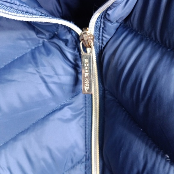 MICHAEL Michael Kors Jacket Womens Large Blue Packable Down Puffer Quilted Zip - Picture 6 of 8